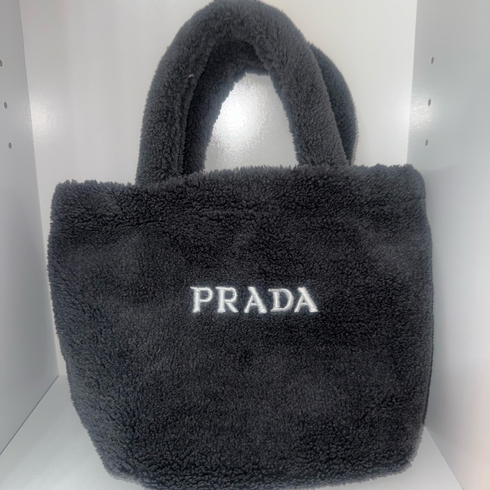 Prada Gray Shearling Tote Bag